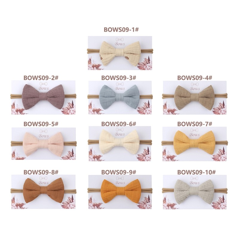 Baby Girls Elastic Bow Headband Soft Cotton Solid Color Fashion Princess Bowknot Hair Band Newborn Toddler Kids Headwear Hair AC