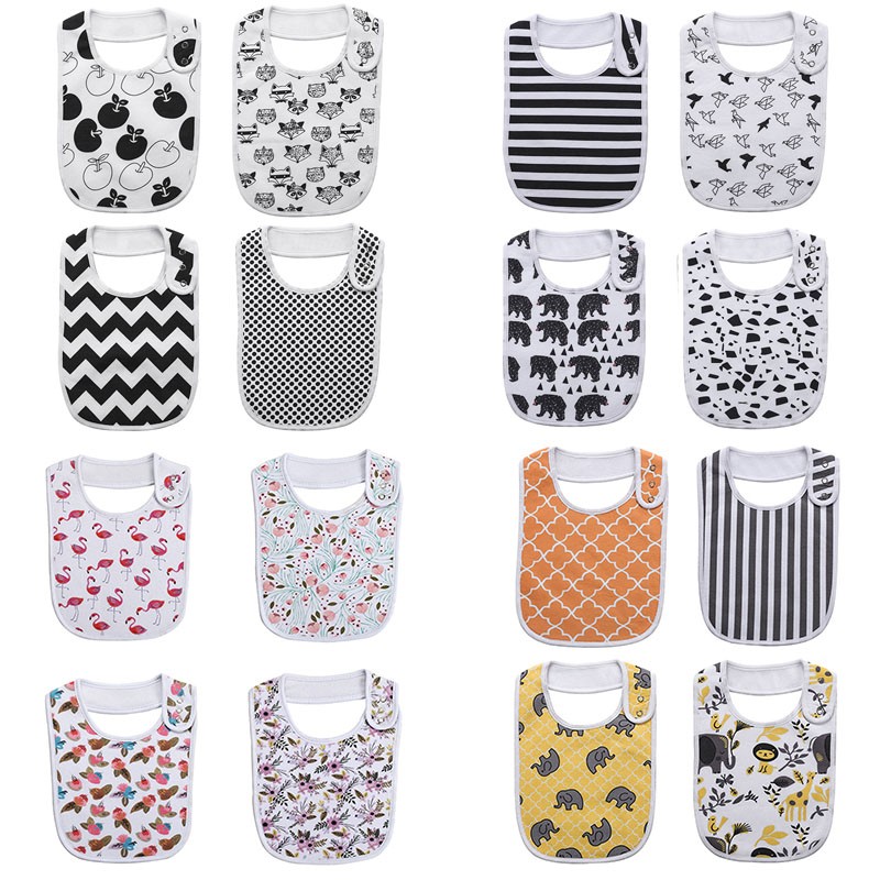 Fashion Newborn Cotton Bib Towel Digital Printing Baby Bibs Double Thick Absorbent Square Towel For Infant Babador