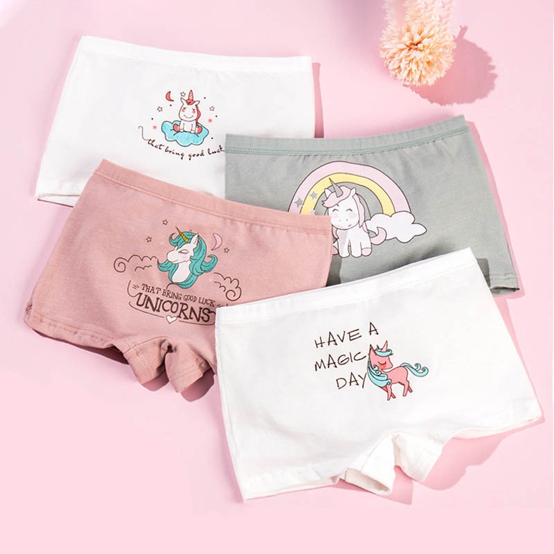 4 Pieces/Lot 2-12Y Children Underwear Cotton Girls Panties Cute Pattern Kids Boxer Briefs Child Soft Girl Pants safety pants