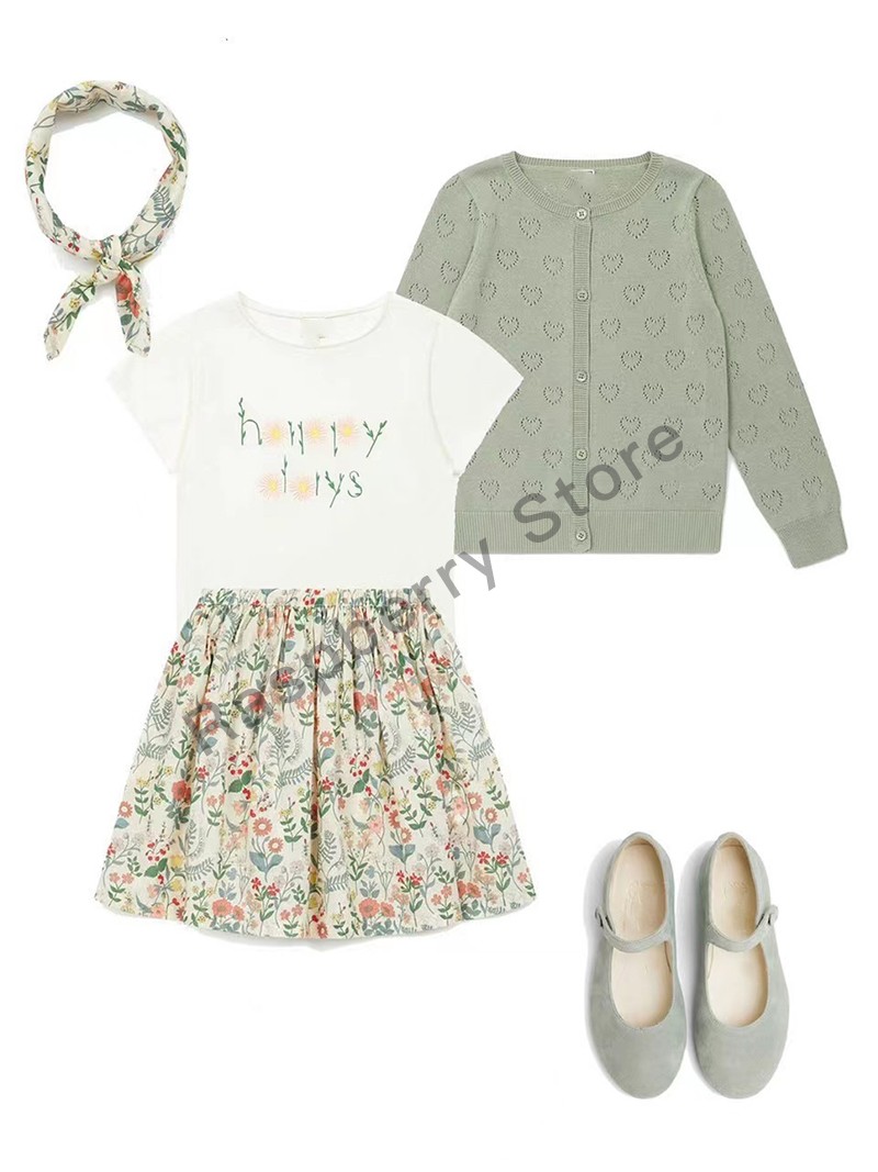 BT Style Girls T-Shirt Cardigan Skirt Clothing Set