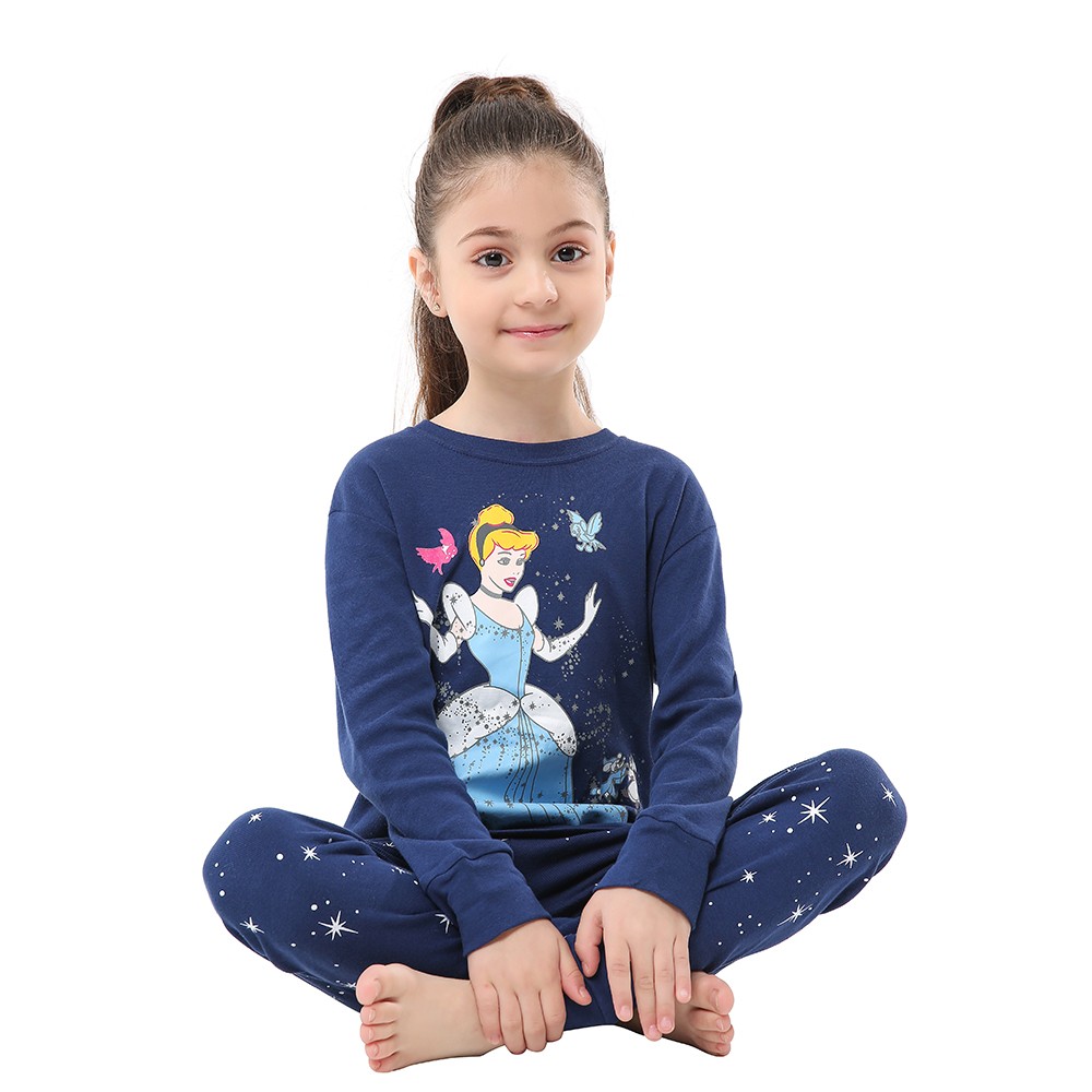 Disney Princess Pajamas Sets Cotton Snow White Girls Sleepwear Unicorn Sleepwear 2-8 Years Kids Children's Sleepwear Set