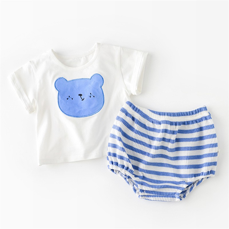 Infant clothing sets 2022 summer girl boy T-shirt shorts 2pcs suit baby kids outfits cartoon bear cotton baby clothes