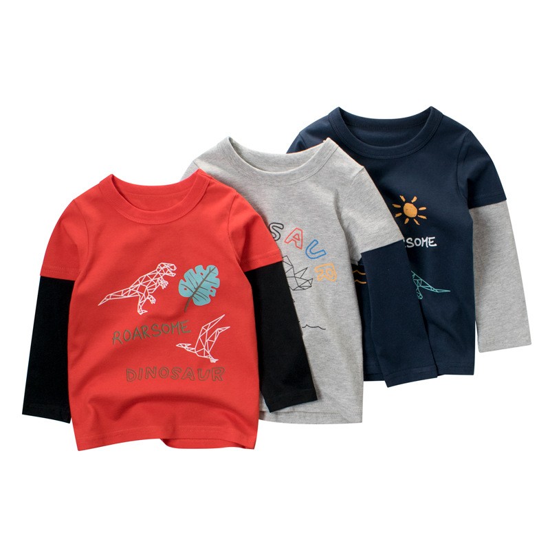 Kids Boys Long Sleeve T-shirt Cartoon Printed Children Baby Boys Tops