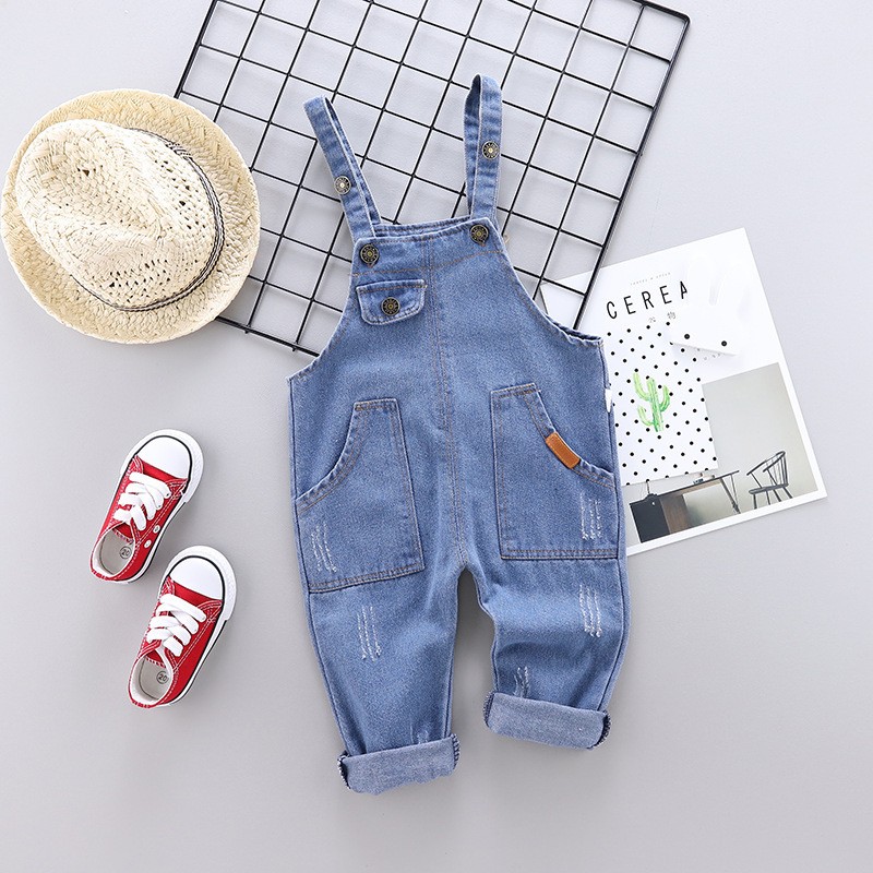 korean style summer children kids young girls denim overalls boys jeans cotton denim baby girl jumpsuit casual loose overalls