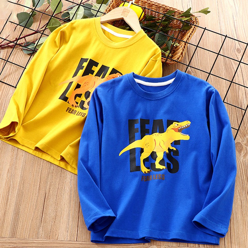 New children's autumn male cartoon dinosaur long-sleeved T-shirt kids boys clothes