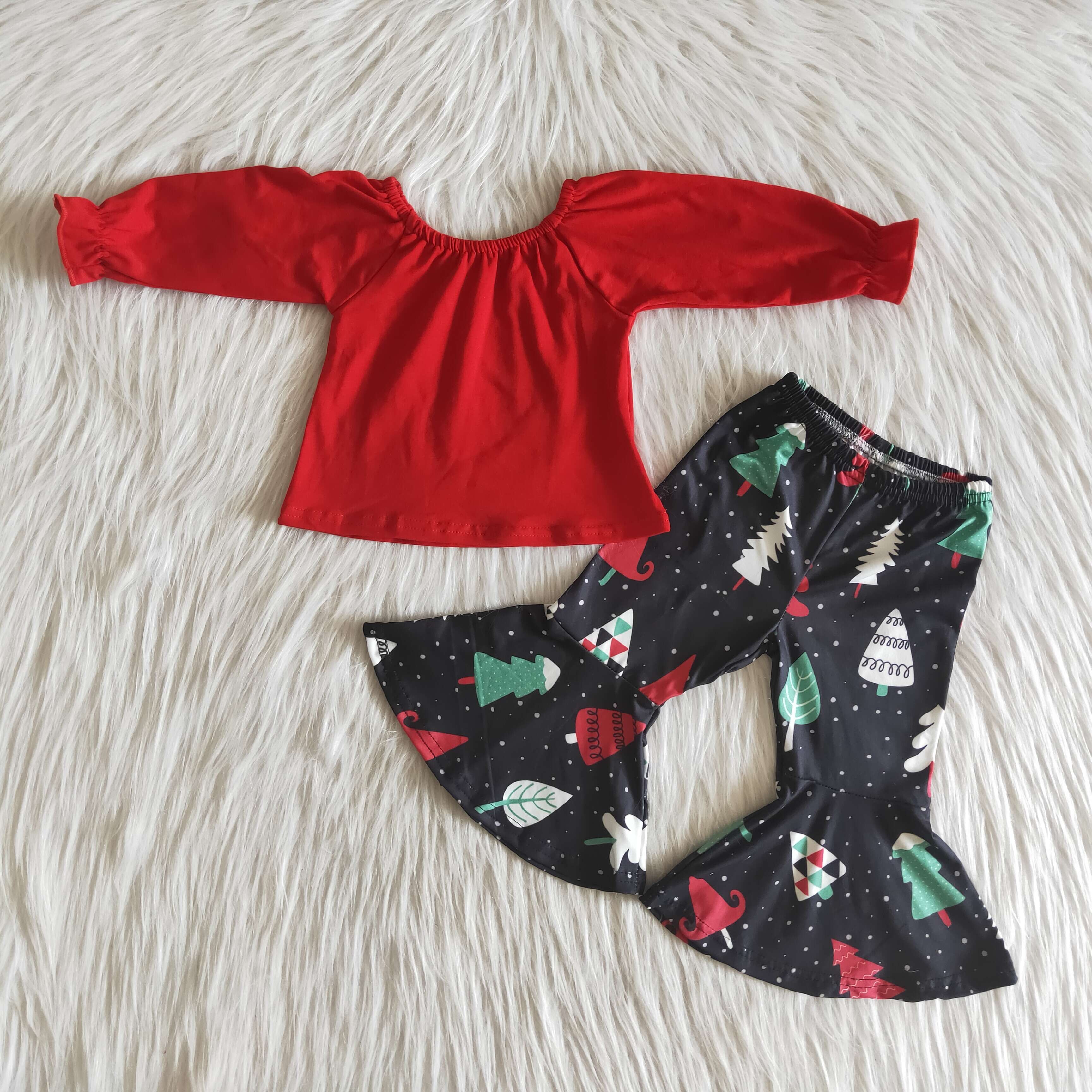 Toddler Baby Boys Long Sleeve Christmas Pants & Tops Set Christmas Trees Design