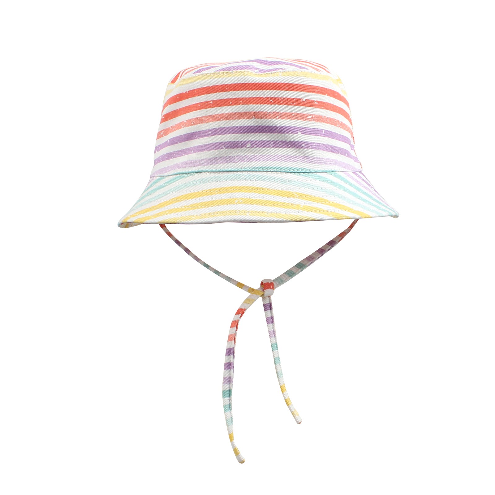 Spring Summer Sun Shading Fisherman Hat Kids Rainbow Stripe Bucket Cap Child Adjustable Portable Hat