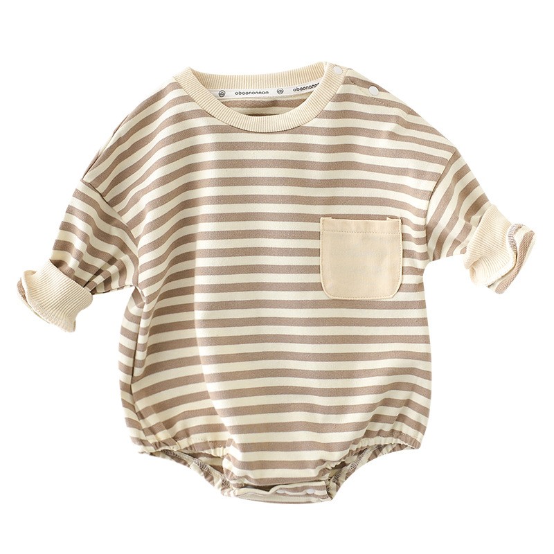 Newborn Casual Underwear 2022 Spring Infant Rompers Outdoor Kids Long Sleeve Stripe Jumpsuits Baby Boys Girls One Piece Clothes