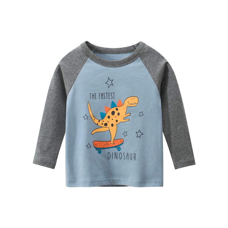 Baby Boys Cartoon T-Shirt Autumn Long Sleeve Dinosaur Print Boys Tops