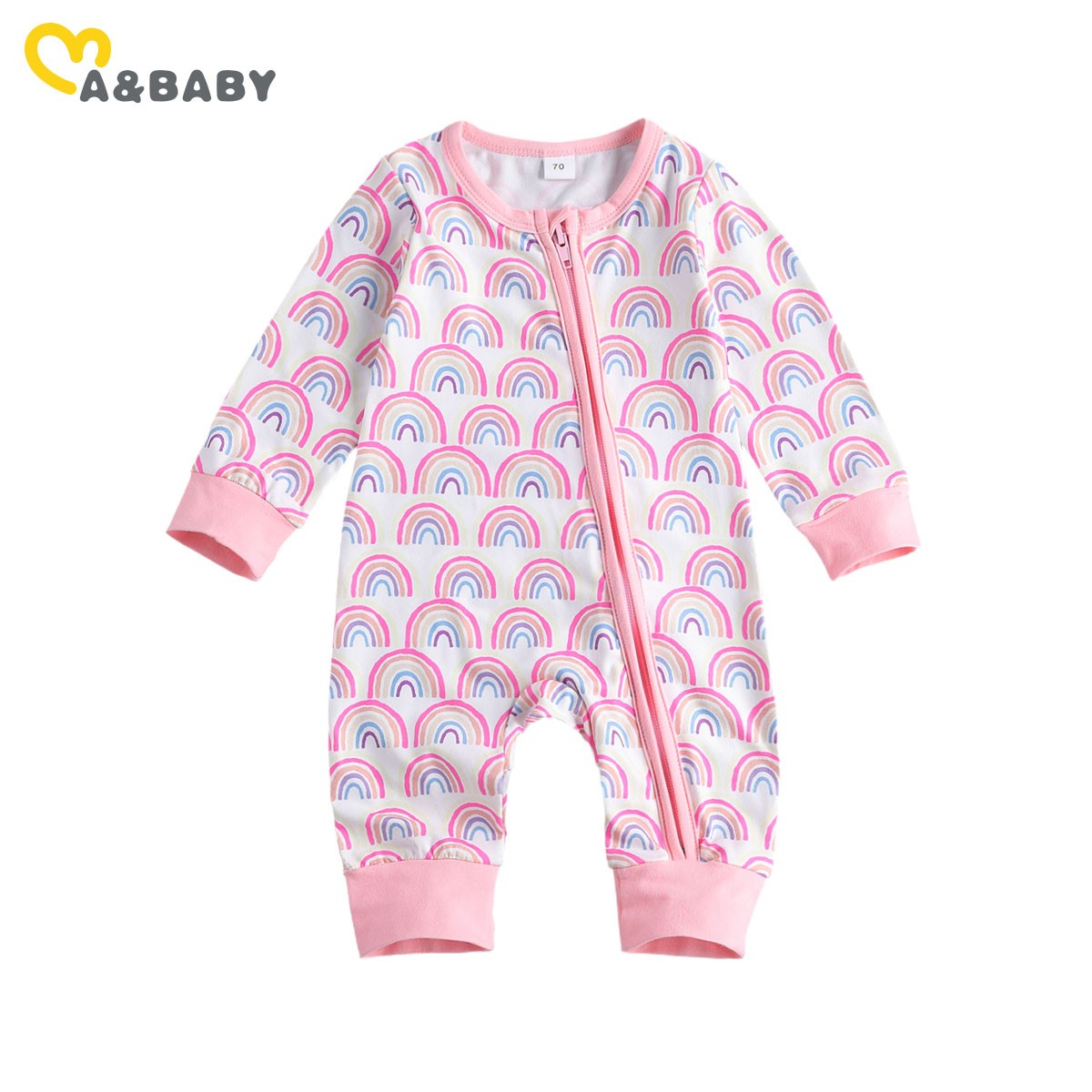 Ma & Baby Autumn Winter Long Sleeve Baby Romper 0-12 Months Rainbow Jumpsuit For Girls Boys Soft Cute Baby Clothes