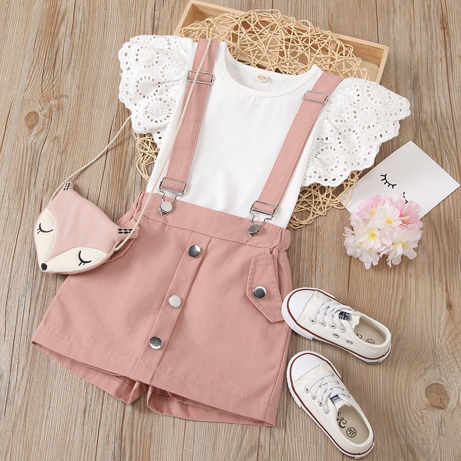 Girls Summer Clothes 2pcs Casual Tops Ruffles + Shorts Belt Outfits Sweet Kids Birthday Party Clothes Sets for 3 4 5 6 7Y JYF