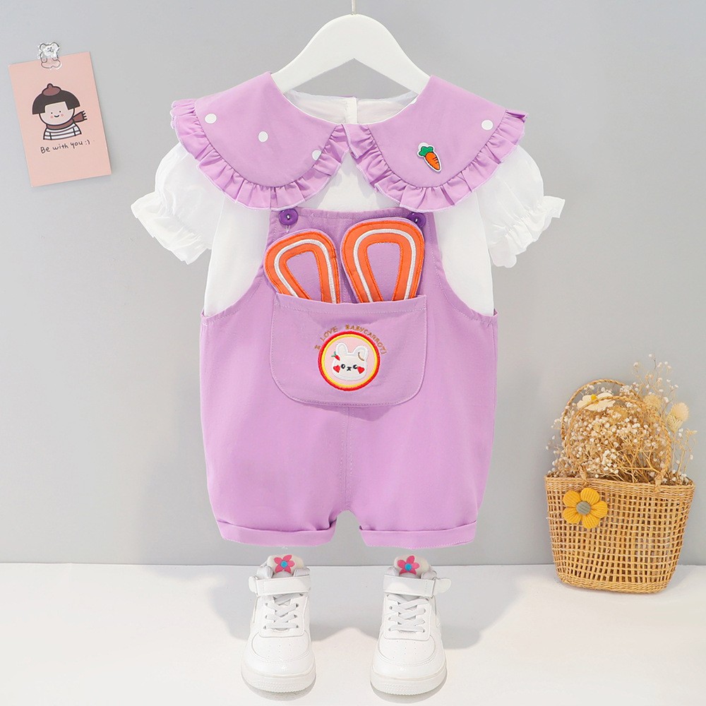 2022 Summer Fashion Cute Baby Girls Clothing Sets Baby Boy Casual Clothes T-shirt Rabbit Overalls Children Kids Clothes