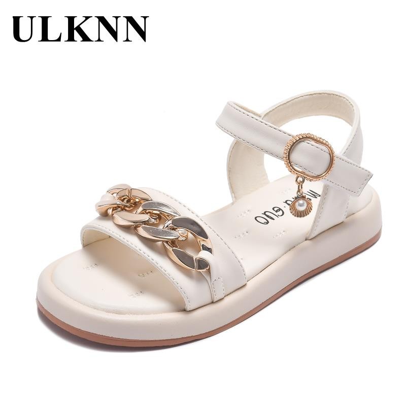 2022 Girl Sandals Summer Children's Sandals New Pupil Princess Girl Non-slip Soft Bottom Hollow White Beach Shoes