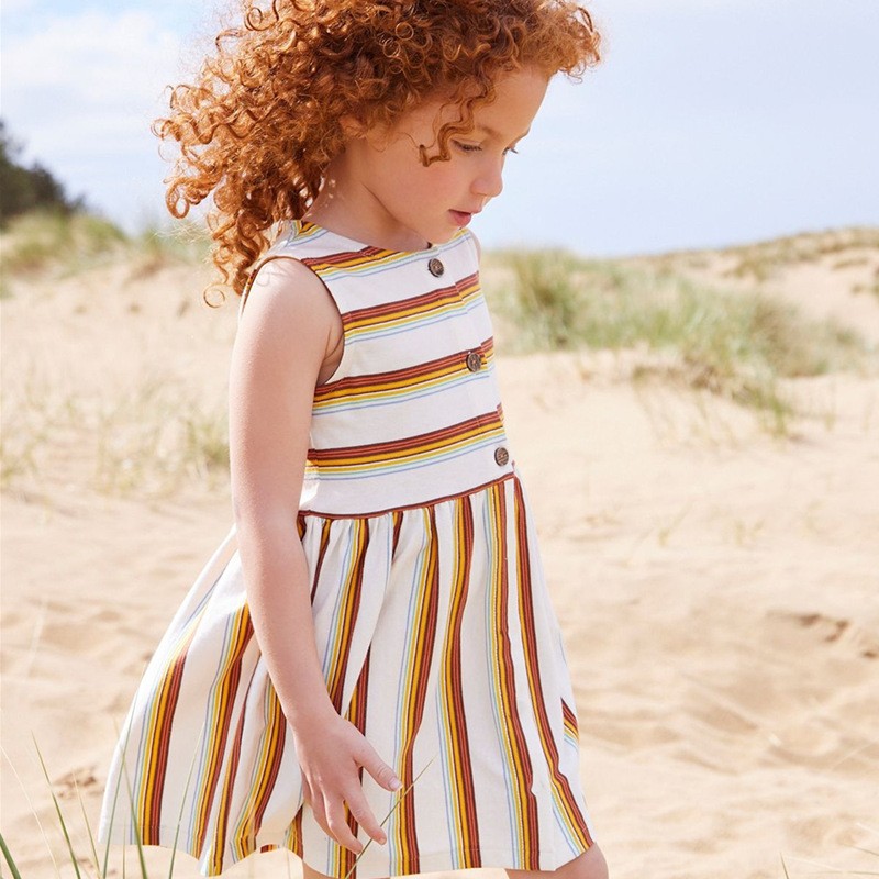 Girls dress children's clothing summer sleeveless open chest girl striped straight skirt