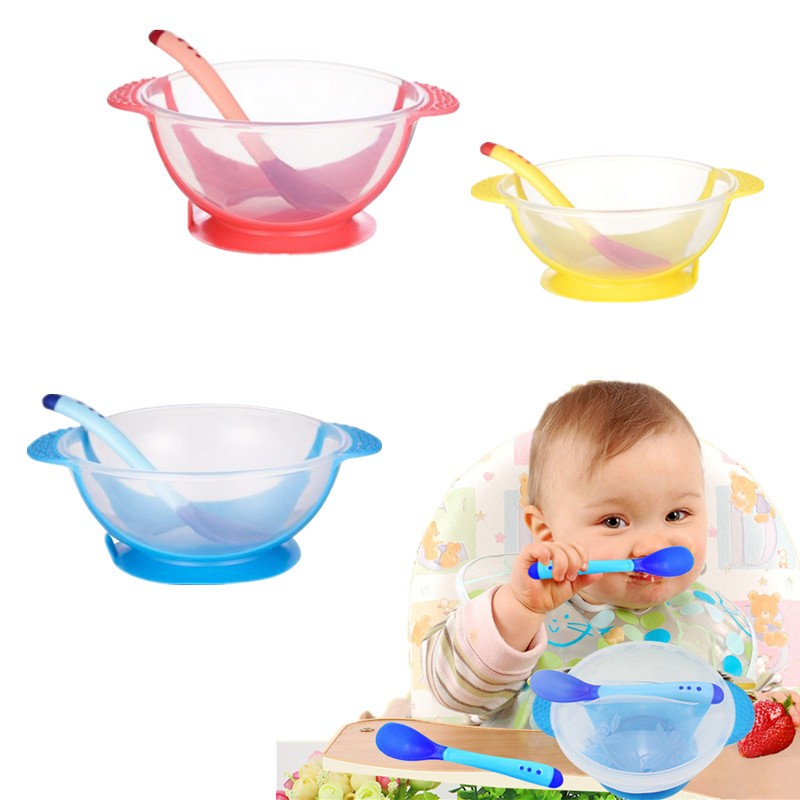 Children's Plate Suction Cup Bowl Infant Toddler Baby Baby Feeding Training Bowl Cartoon Binaural Baby Feeding Tableware