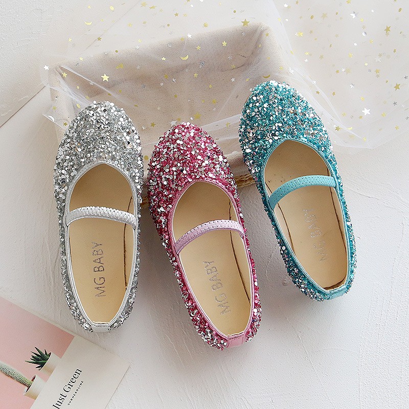 Fashion sequins leather girls princess shoes crystal dance children's shoes spring and autumn new soft sole baby boy kids shoes