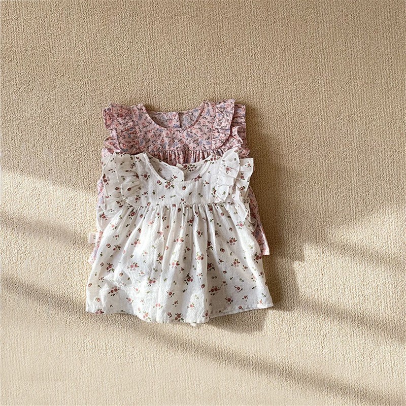 Korean Floral Children Dresses For 0-3Y Summer Cotton Girl Dress Toddler Sweet Princess Dress Toddler Baby Girl Clothes