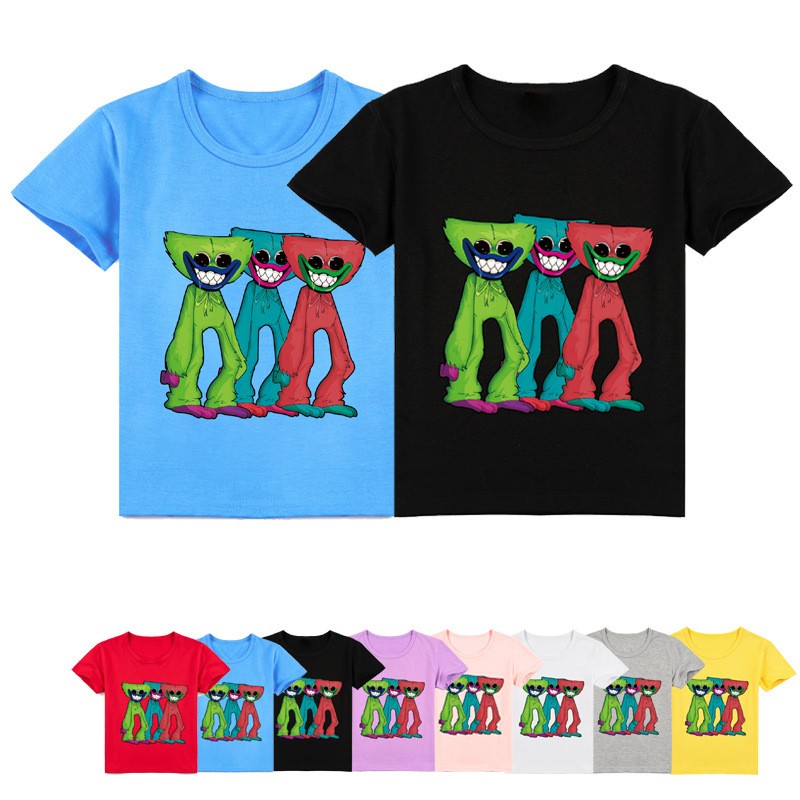 2-16Y Summer Poppy Playtime Clothes Kids Horror Game Huji wugy T-shirt Boys Harajuku Casual Clothes Girls Short Sleeve T-shirt