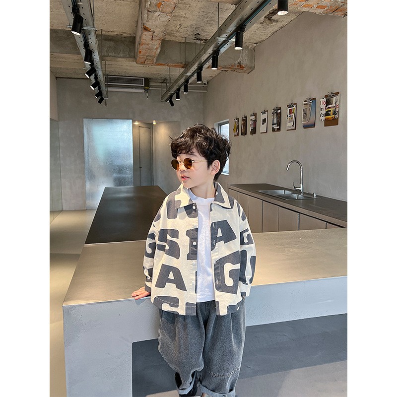 Spring 2022 Little Boy High Quality Print Shirt Baby Boys Clothes 2-24