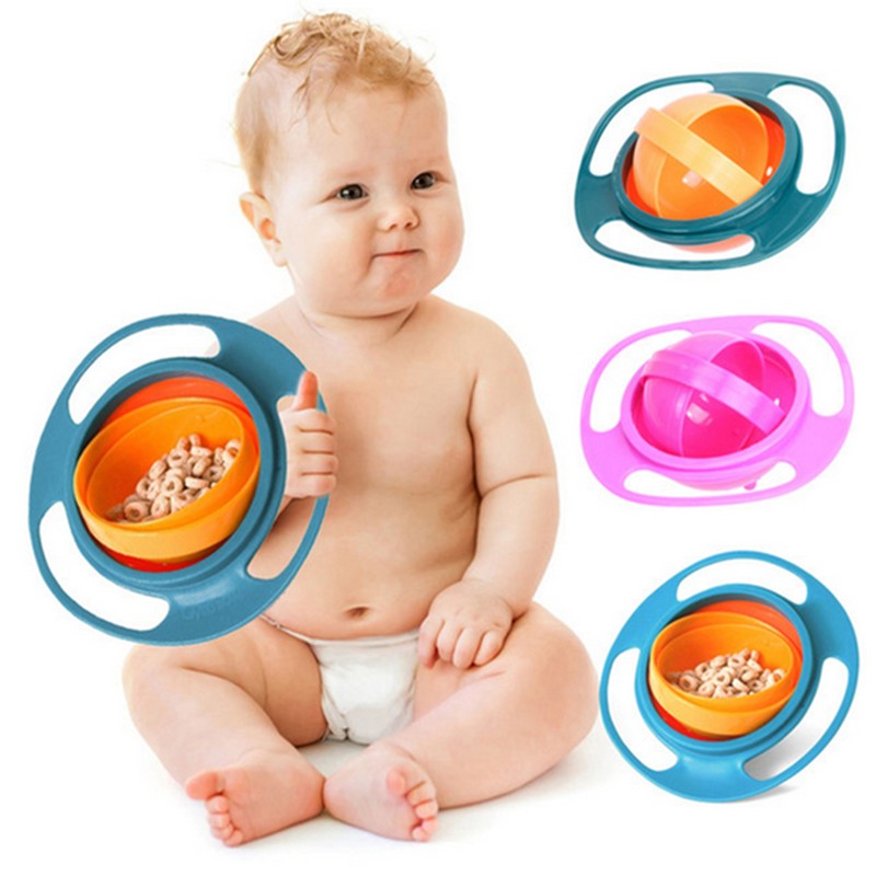 Hot Sale Universal Swivel Bowls Ergonomic Design 360 Degree Seamless Spill Proof Bowl Rotatable Gyro for Kids