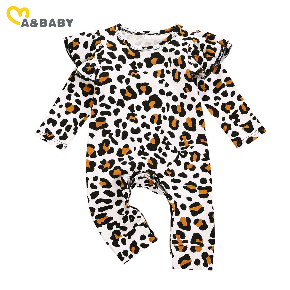 Ma and Baby 0-24M Spring Autumn Newborn Infant Baby Girl Leopard Jumpsuit Ruffles Romper Long Sleeve Clothes Baby Costumes