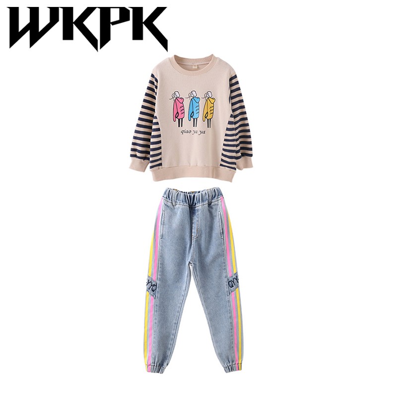 WKPK 4-18Year Girl Clothes New Spring Autumn Outdoor Casual Fashion Children Sportswear Cotton Comfortable Soft Kids Clothes