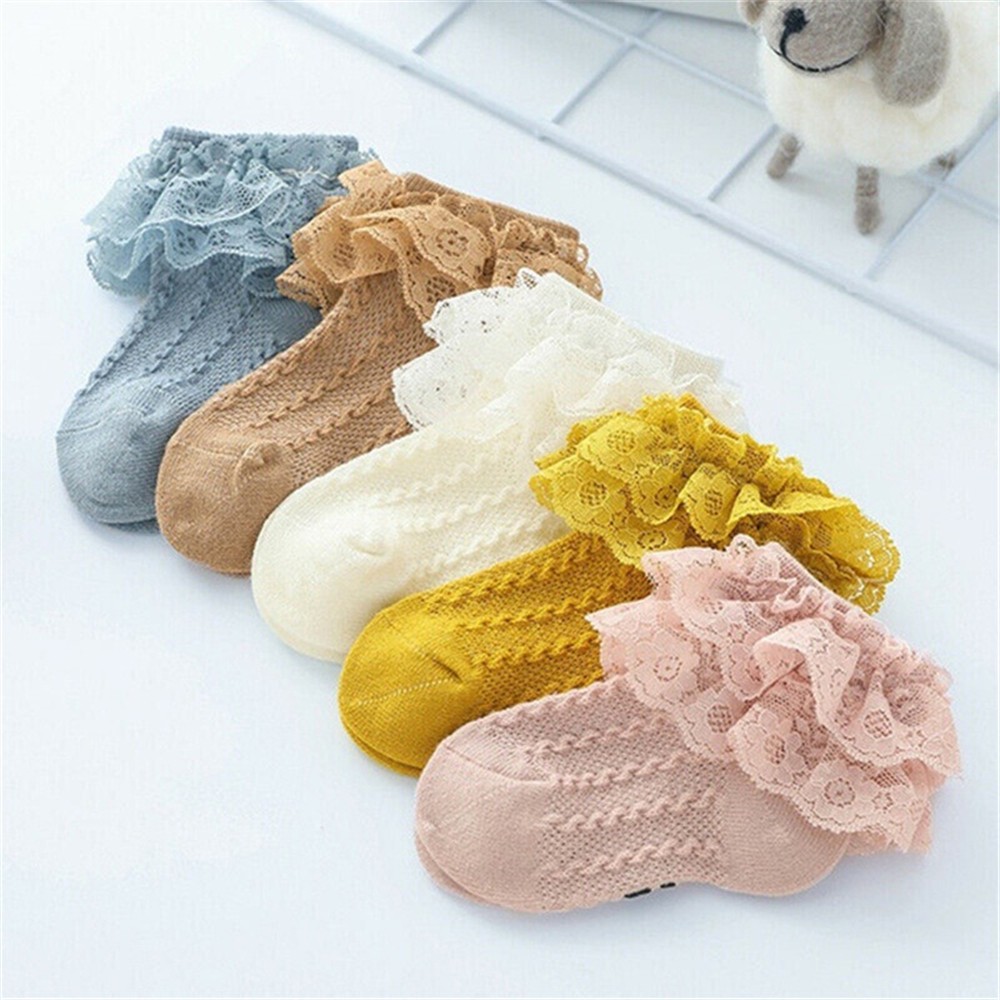 Kids Breathable Socks Cotton Lace Ruffle Princess Mesh Socks Children Ankle Short Sock Toddler Girls Kids Toddler