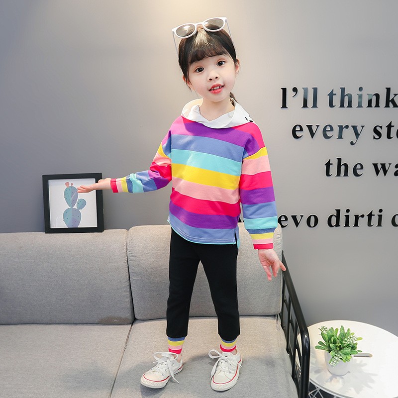 Toddler Girls Clothes Sets Kids 2022 Fashion Infant Spring Autumn 2pcs Cotton Outfits Striped Hoodie Tops+ Pants Baby Tracksuits