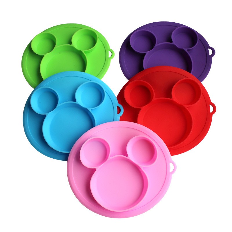 Baby Bowl Safe Silicone Dish BPA Free Solid Dishes Children Suction Toharmful Training Tableware Cute Cartoon Kids Feeding Dishes