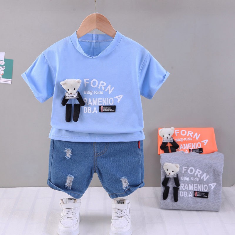 Summer Children Boys Girl Clothes Kids Cartoon T-shirt Shorts 2pcs/sets Toddler Leisure Suits Baby Cotton Tracksuit 0-5 Years