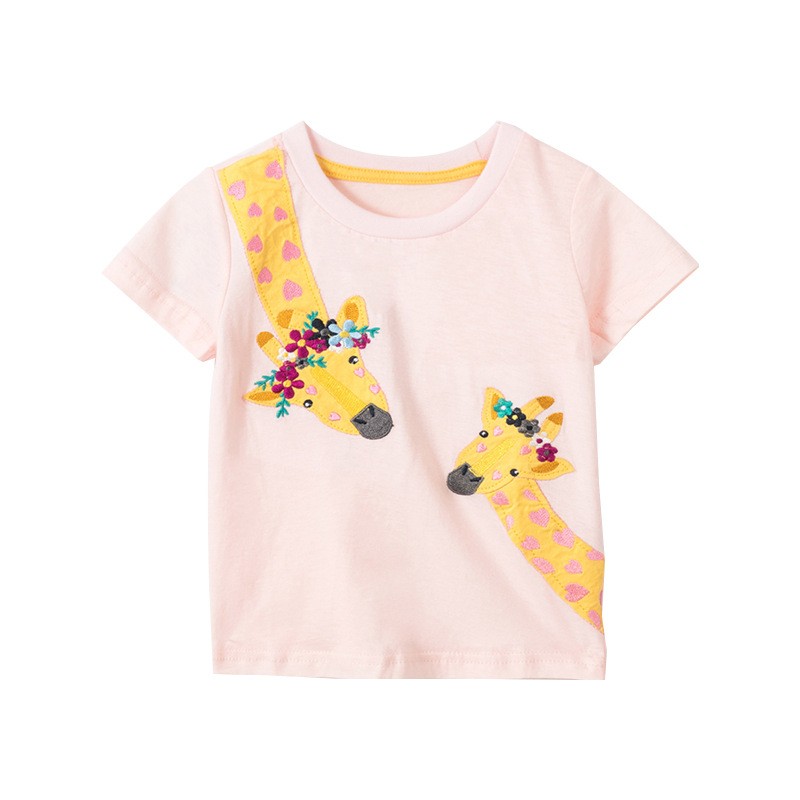 Summer Baby Girls T-shirt Kids Girl Cotton Tops Toddler Tees Clothes Children Clothes Giraffe T-shirt Short Sleeve Clothes