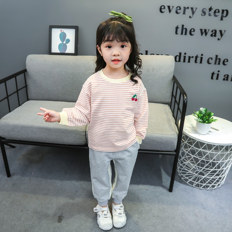 Baby Girls Clothes Sets Kids 2022 Fashion Infant Spring Autumn Cotton 2pcs Outfits Striped Sweatshirt+Pants Baby Tracksuit