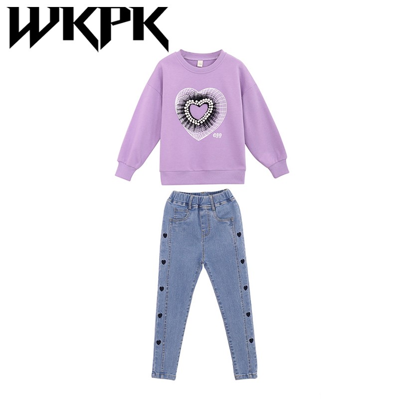 WKPK 4-18 years old girls clothes teenage new spring autumn kids suit comfortable outdoor sports children's casual clothes