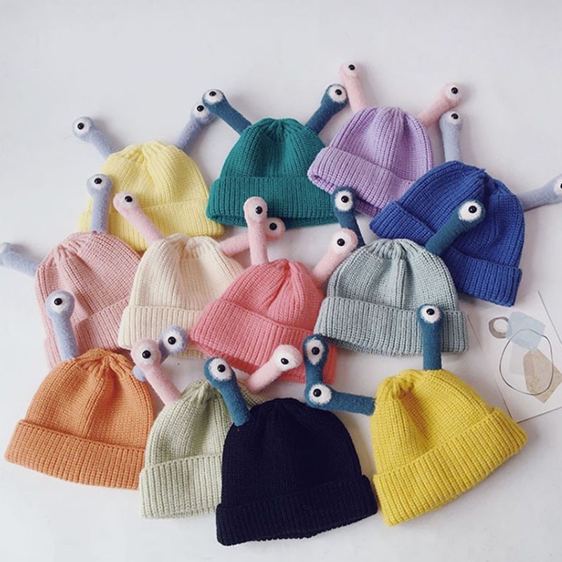 MILANCEL 2021 winter kids hat cute eye hat fashion boys hat korean solid girls hat fashion knitted hat