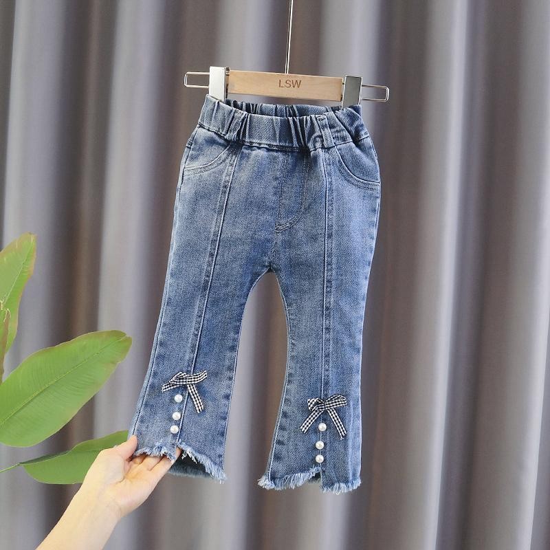 Spring Autumn Baby Girls Cute Casual Pants Baby Kids Girls Jeans Pants Children Jeans Trousers Children Fashion Bell Bottoms