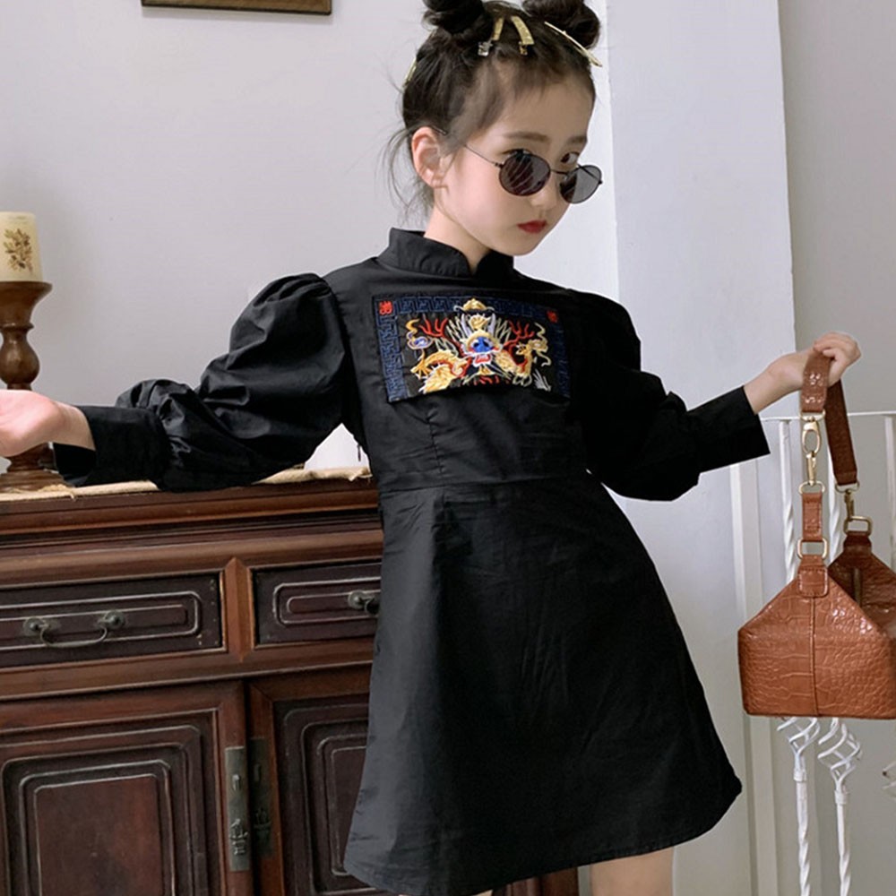 2022 Spring Autumn Long Sleeve Baby Girls Dresses Floral Embroidery Birthday Dress Casual Kids Dresses For Girls