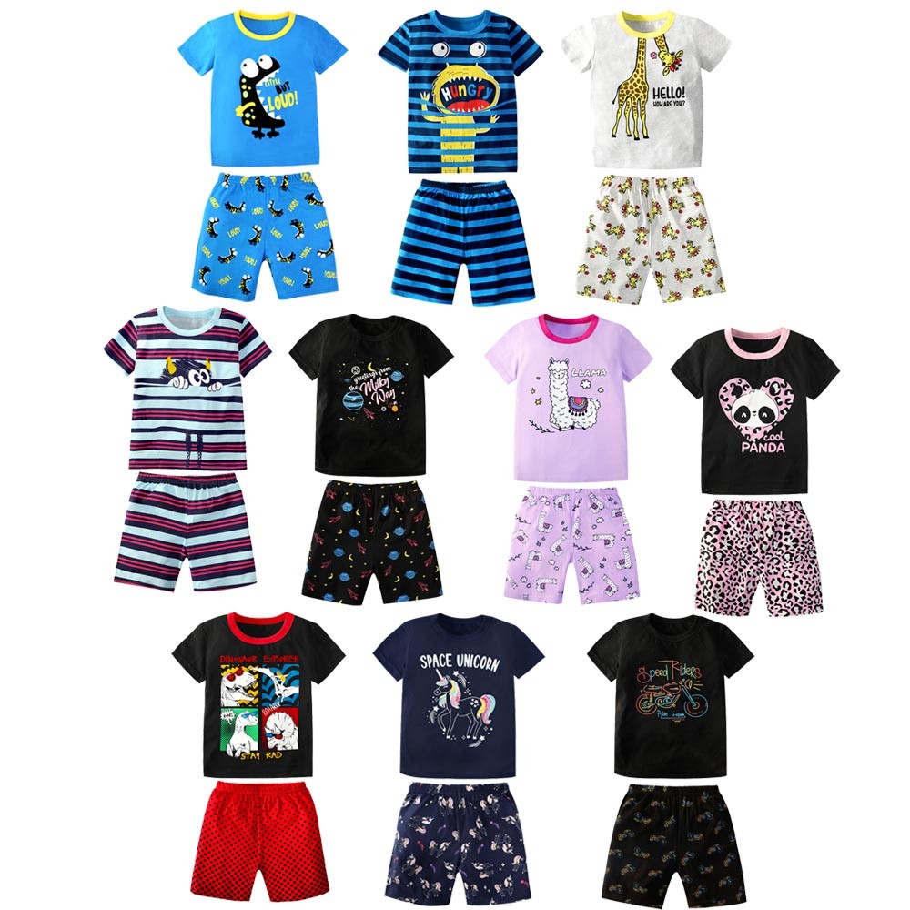 2022 Dinosaur Unicorn Panda Children's Clothing Summer Boys and Girls Clothes Teenagers Kids Suits Boys Sets Girls Outfits