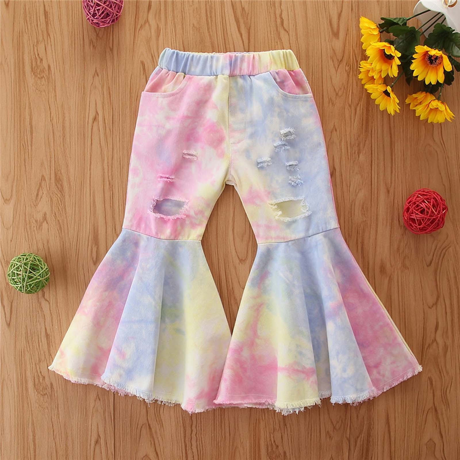 Spring All-match Girls Jeans Trumpet Elastic Waist Flared Pants Children Trousers Bell bottomed Jeans For Girl Clothing 2-7Years