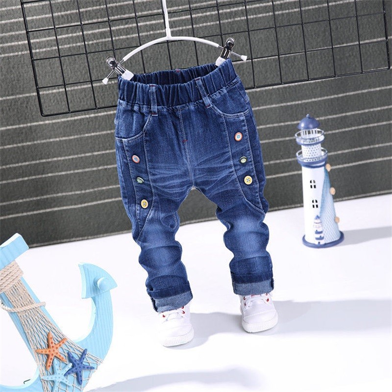 Baby Boys Girls Jeans Pants Kids Trousers 2-8Yrs Boys Girls Jeans Boys Casual Pants Letter Jeans Kids