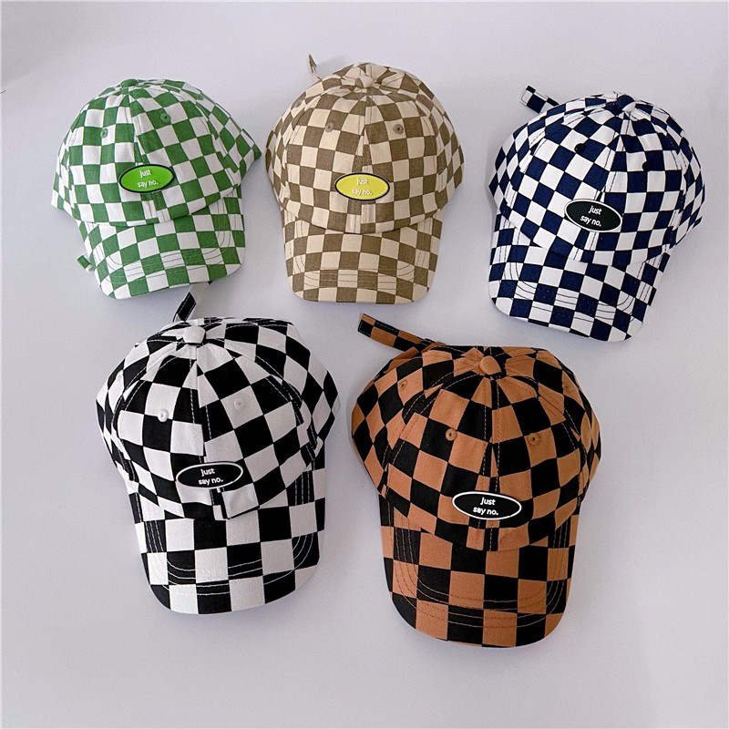 MILANCEL 2022 summer new children's patchwork hat fashion plaid baseball caps