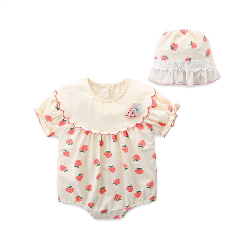 LAUDKA 0-24M Summer Baby Girl Clothes Strawberry Print Cotton Clothes Newborn Baby Princess Girls Underwear