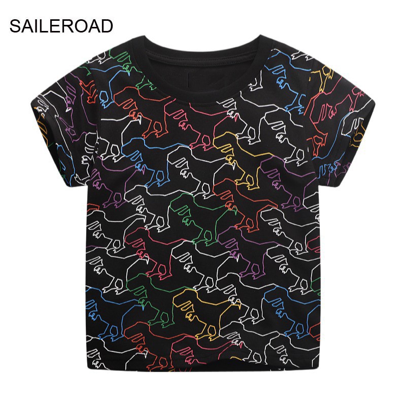 Seieroad Summer T-shirt Cotton Short Sleeve T-shirt Cartoon Dinosaur T-shirt Kids T-shirt Baby Girls Boys Kids Tops