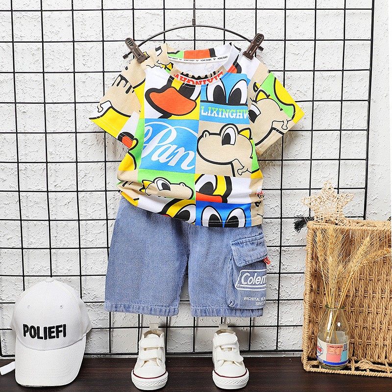 New summer baby clothes suit children boys girls cartoon cotton T-shirt shorts 2pcs/sets baby casual outfit kids tracksuits