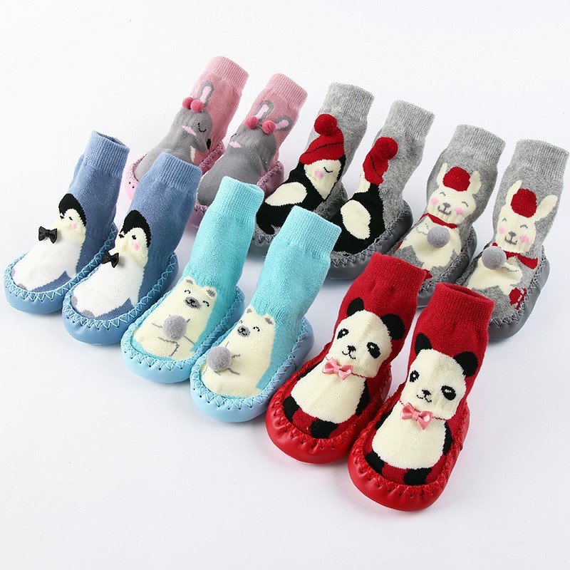 baby indoor sock shoes newborn baby socks winter thick terry cotton baby girl sock with rubber soles infant animal funny sock