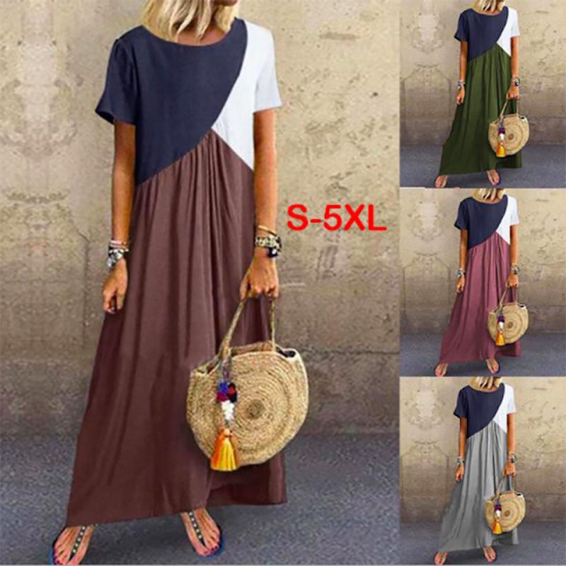 Pregnant Maternity Dress Pleated Patchwork Dress Women Short Sleeve Loose Casual Long Summer Dress Vestidos Elegant Clothes