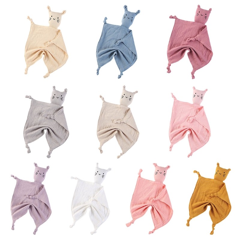 Baby Soother Appease Towel Bib Soft Animal Cats Doll Teether Infant Comfort Sleeping Nursing Cuddling Blanket Toys Shower