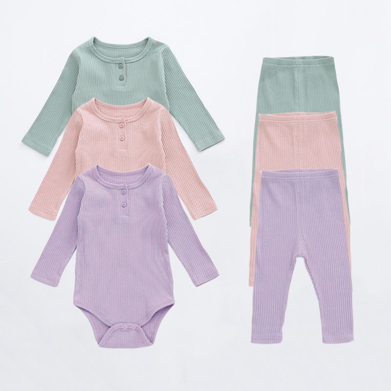 0-2Y Newborn Baby Girl Boy Clothes Set Autumn Spring Long Sleeve Cotton Pants and Pants Suit Home Wear Cute Baby Outfit