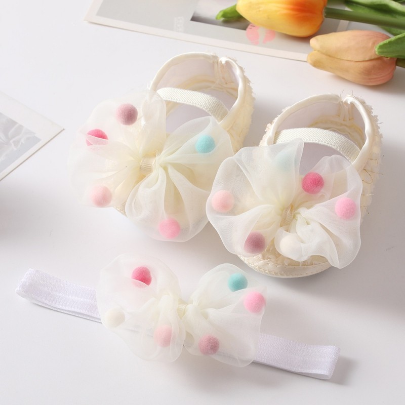 Etosale Cute Baby Walking Shoes 0-18M Newborn Baby Girls Shoes + Headband Set Infant Soft Sole Bowknot Princess First Walkers