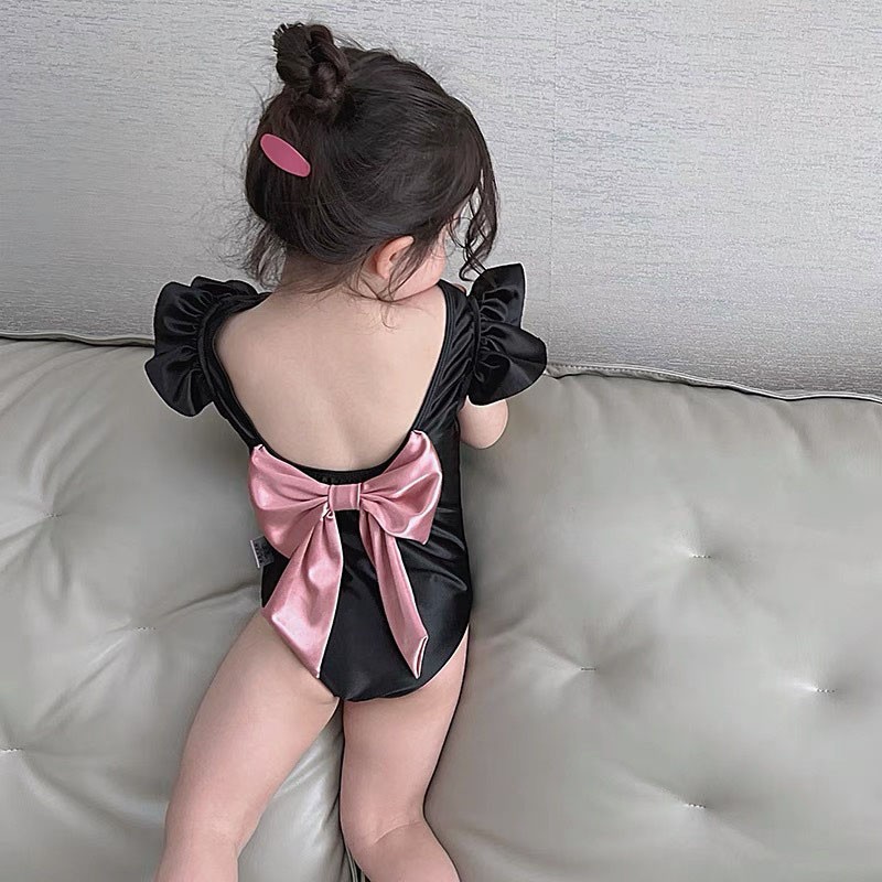 MILANCEL 2022 summer children's swimwear bow open back girls one-piece swimwear