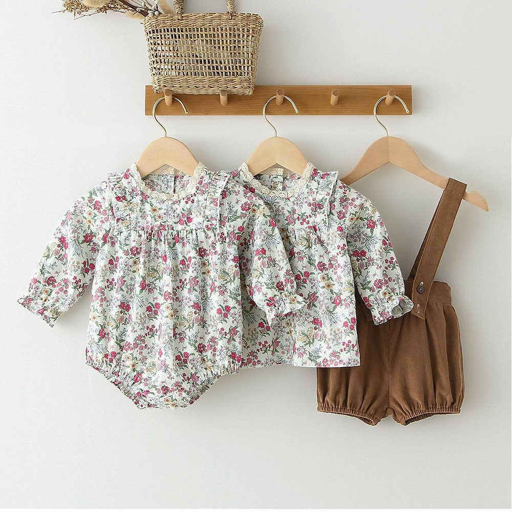 2pcs Baby Girls Clothes Set Floral Romper T-shirt + PP Shorts Summer Newborn Baby Girls Clothes Infant Baby Girls Clothing Suit